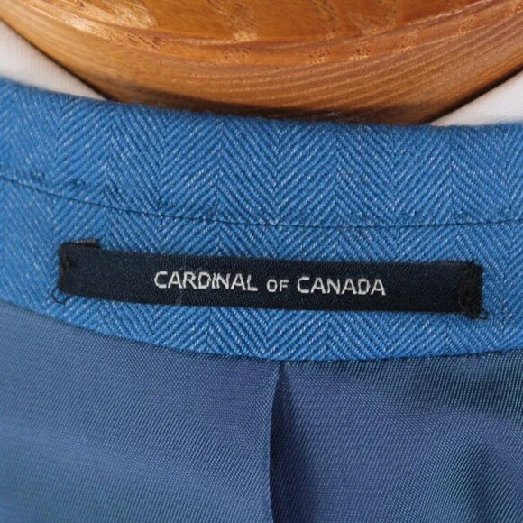 Cardinal of Canada NWT Wool / Silk Sport Coat Size 38R US In Blue Herringbone